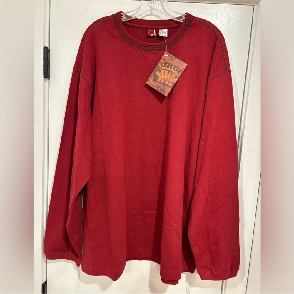 Vintage 2004 Marlboro Gear NEW Long Sleeve Pullover Brick Red Mens XL